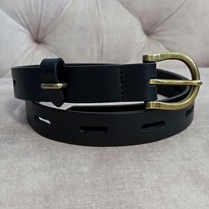 Madewell Elegant Black Belt with Brass Buckle, Size S